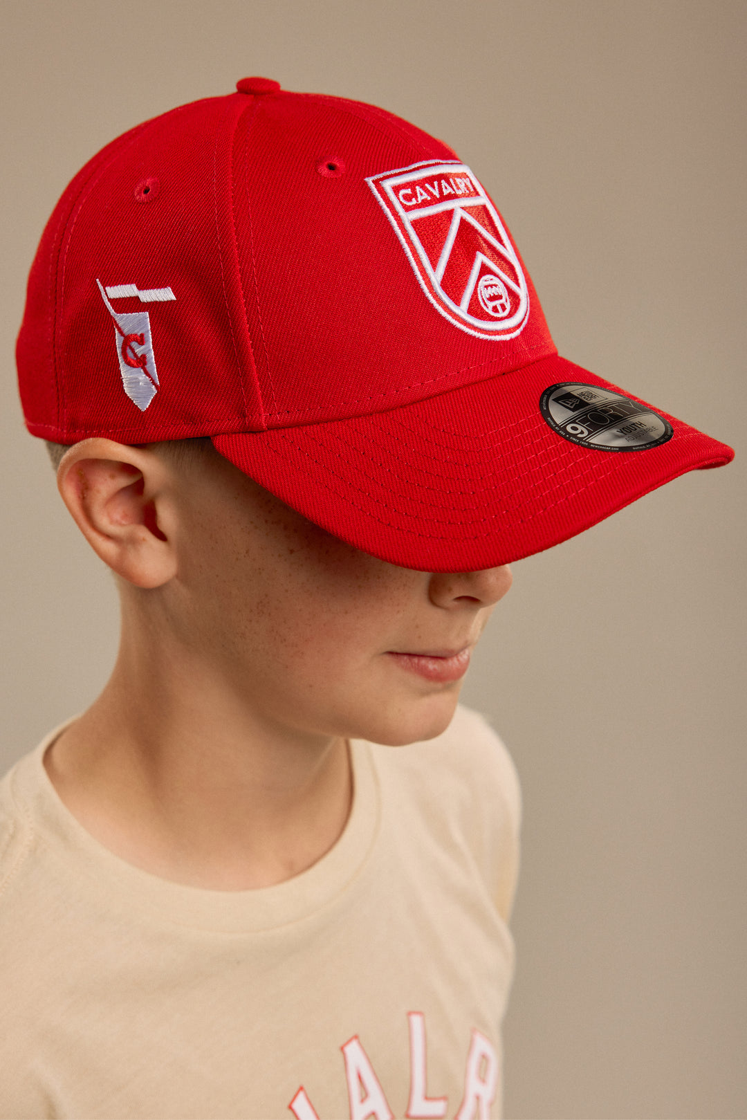 #4 - 9FORTY Red Curved Brim with Shield  | Child