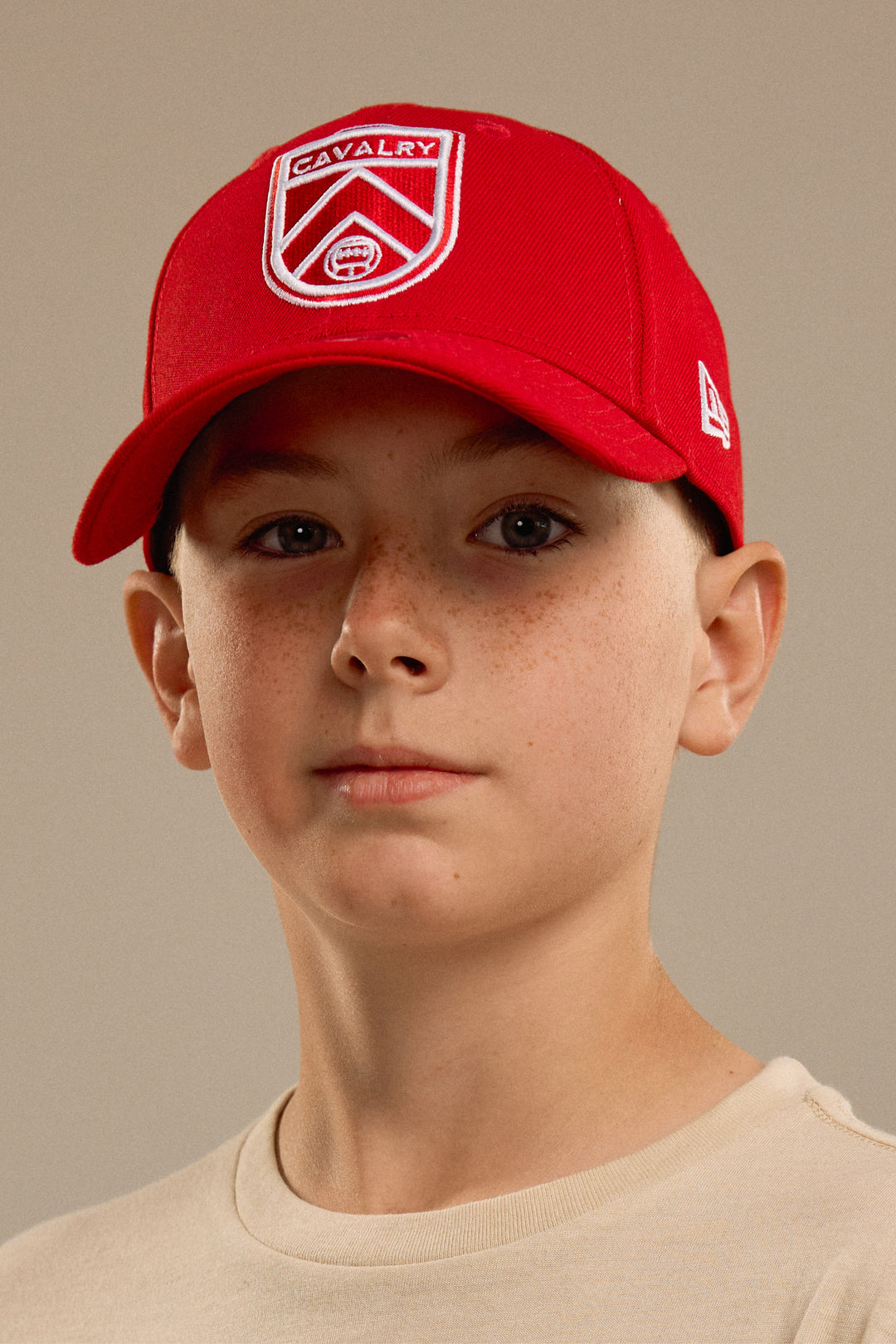 #4 - 9FORTY Red Curved Brim with Shield  | Child