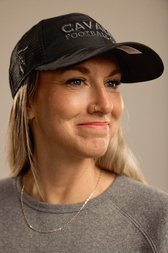 9Forty Trucker Hat – Black Camo with Subtle Grey Wordmark  | Adult