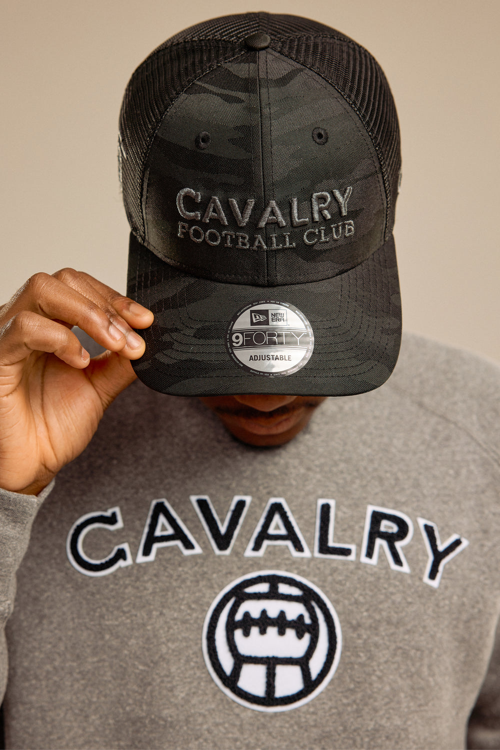 9Forty Trucker Hat – Black Camo with Subtle Grey Wordmark  | Adult