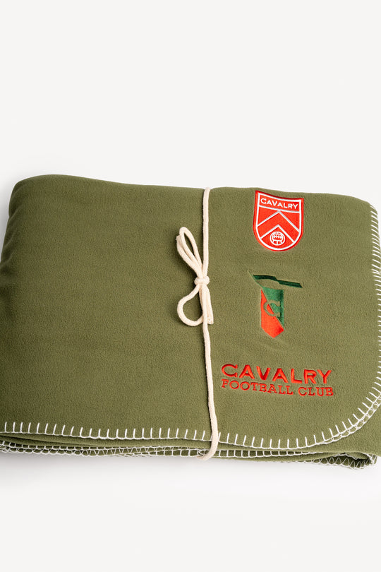 Olive Fleece Blanket with embroidery