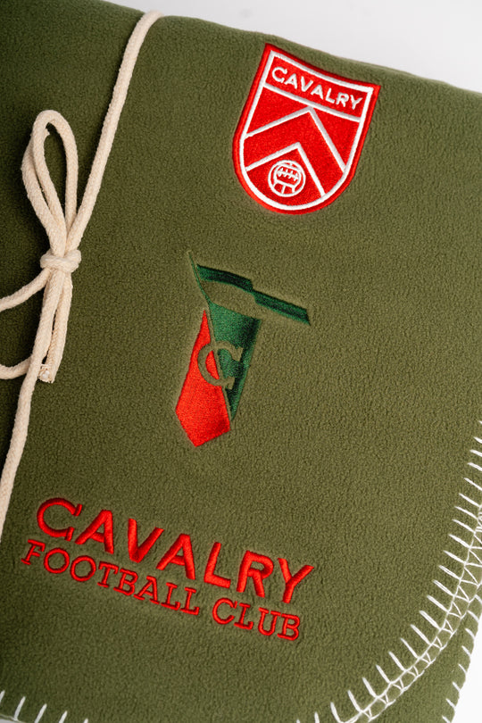 Olive Fleece Blanket with embroidery