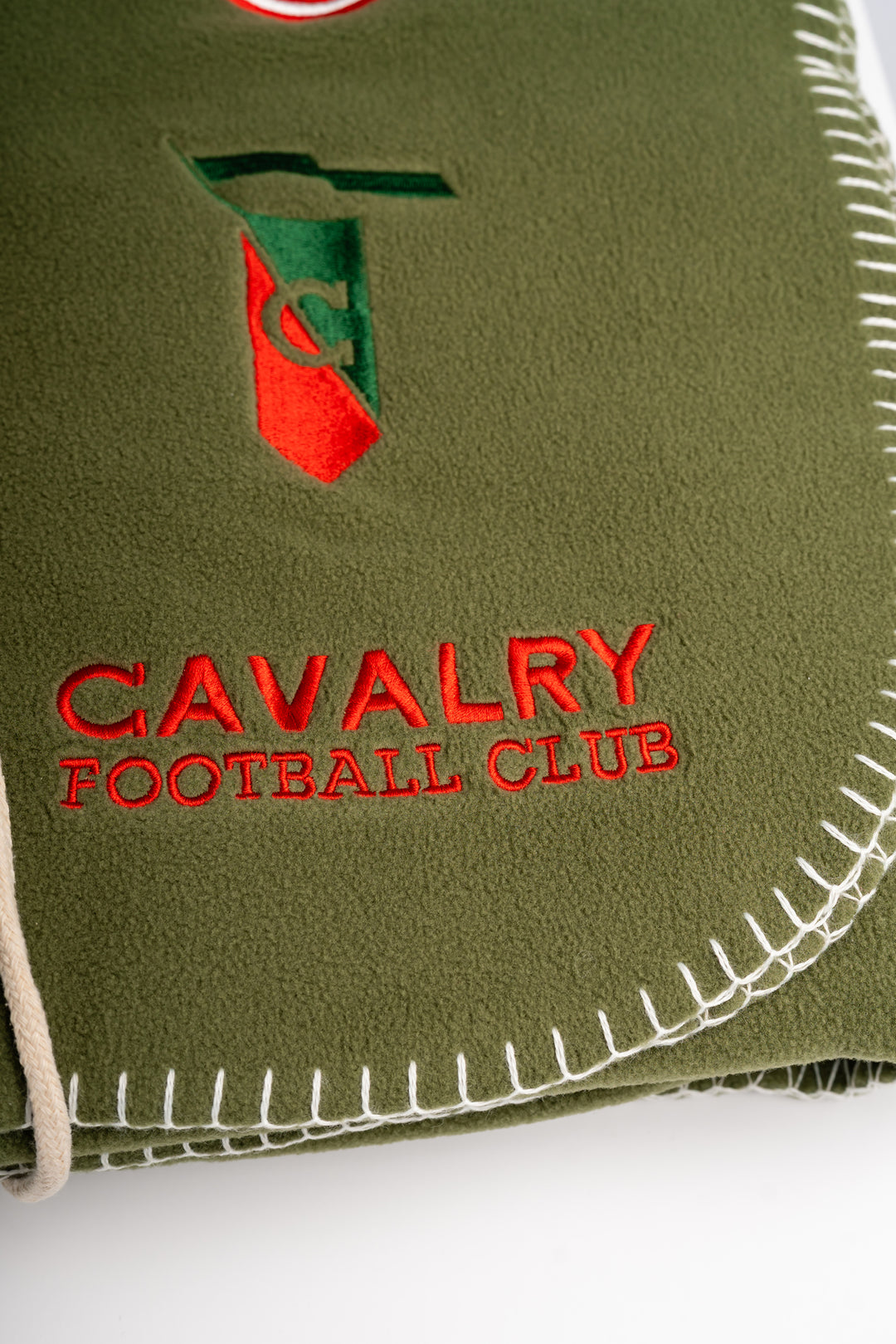 Olive Fleece Blanket with embroidery