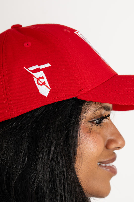 9FORTY Red Curved Brim with Shield | Adult