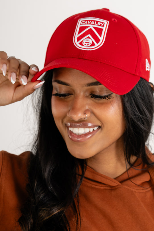 9FORTY Red Curved Brim with Shield | Adult